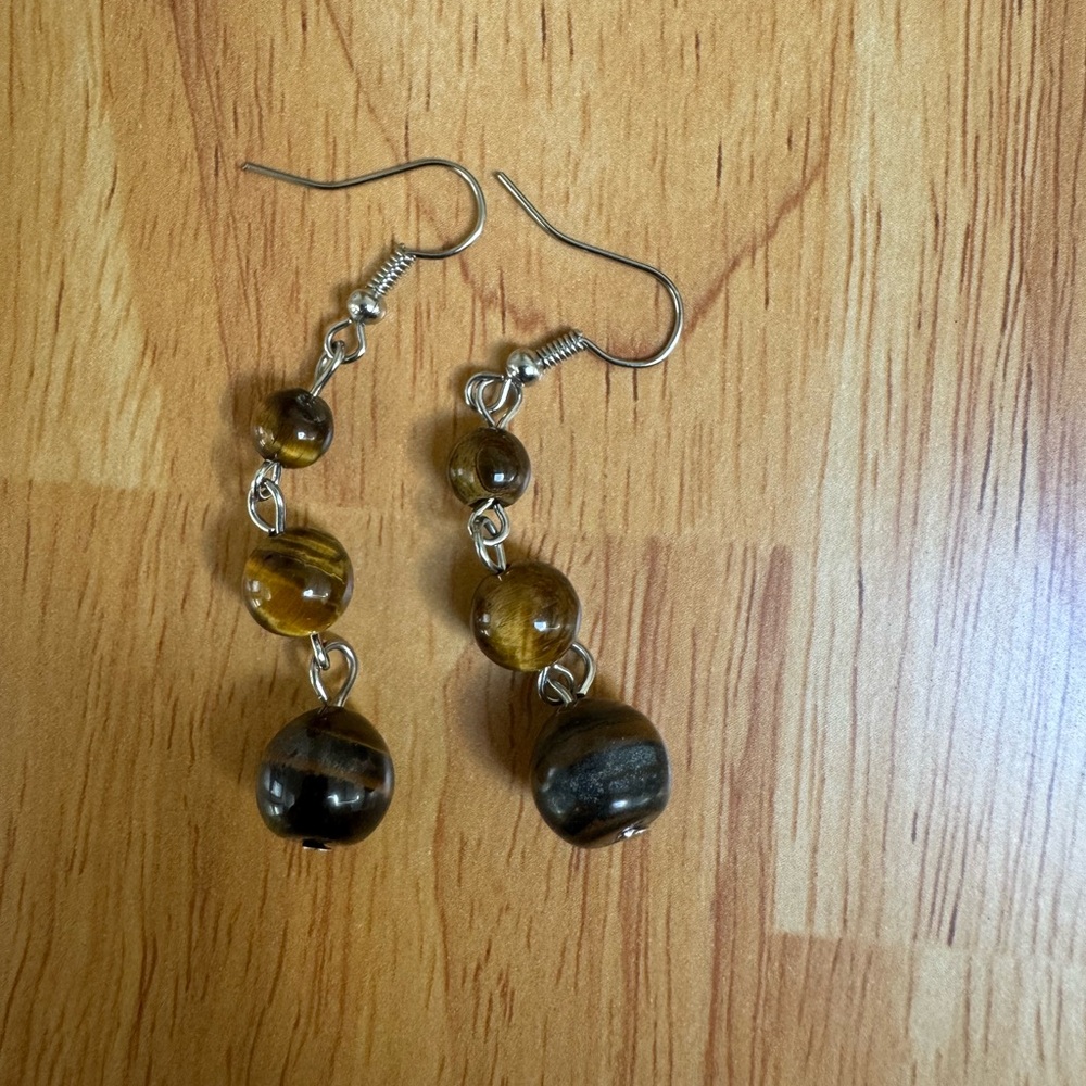 Elegant Brown and Silver Dangle Earrings